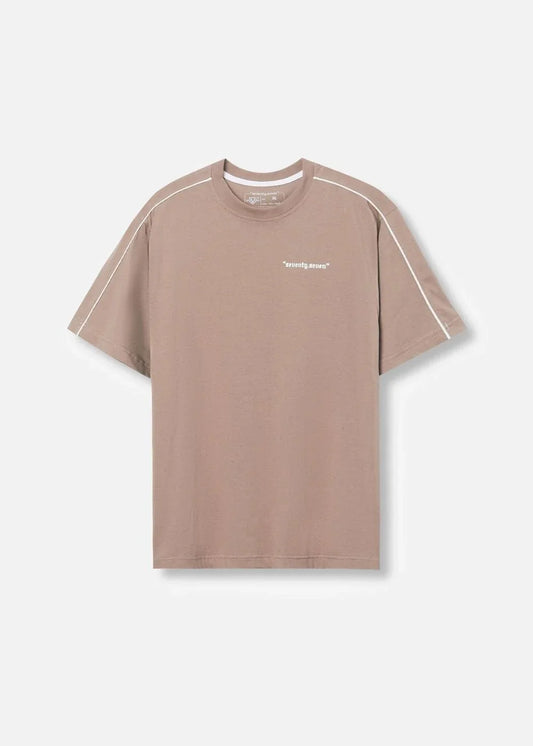 Áo Thun Cotton Line Art Co Giãn Seventy Seven 04 Nâu Đậm - YaMe.vn