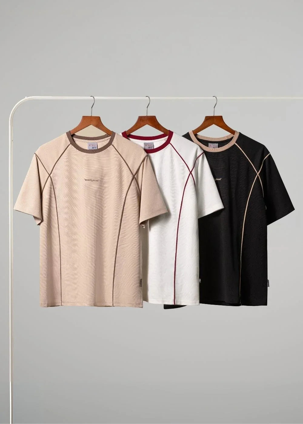 Áo Thun Waffle Line Art Co Giãn Seventy Seven 46 Trắng - YaMe.vn