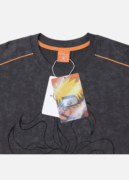 Áo Thun Cổ Tròn Tay Ngắn Áo Thun Tay Ngắn Vải Batik Thoáng Mát Naruto 03 Xám