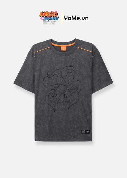 Áo Thun Cổ Tròn Tay Ngắn Áo Thun Tay Ngắn Vải Batik Thoáng Mát Naruto 03 Xám
