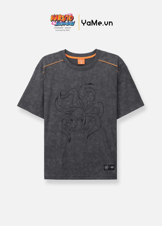 Áo Thun Cổ Tròn Tay Ngắn Áo Thun Tay Ngắn Vải Batik Thoáng Mát Naruto 03 Xám