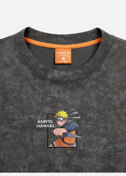 Áo Thun Cổ Tròn Tay Ngắn Áo Thun Tay Ngắn Vải Batik Thoáng Mát Naruto 09 Xám