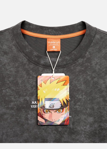 Áo Thun Cổ Tròn Tay Ngắn Áo Thun Tay Ngắn Vải Batik Thoáng Mát Naruto 09 Xám