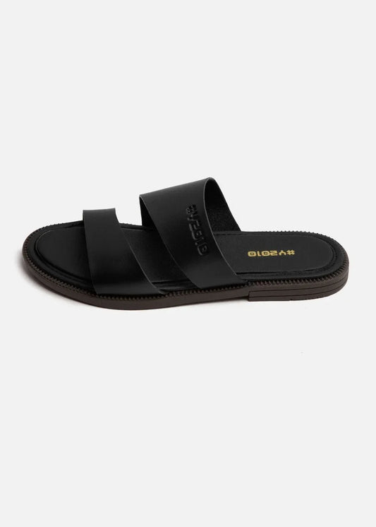 Dép Đế Thấp Two-strap Slides #Y2010 08 Đen - YaMe.vn