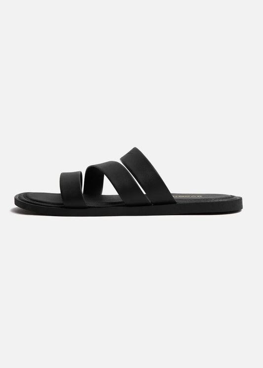 Dép Đế Thấp Multi-strap Slides #Y2010 12 Đen - YaMe.vn