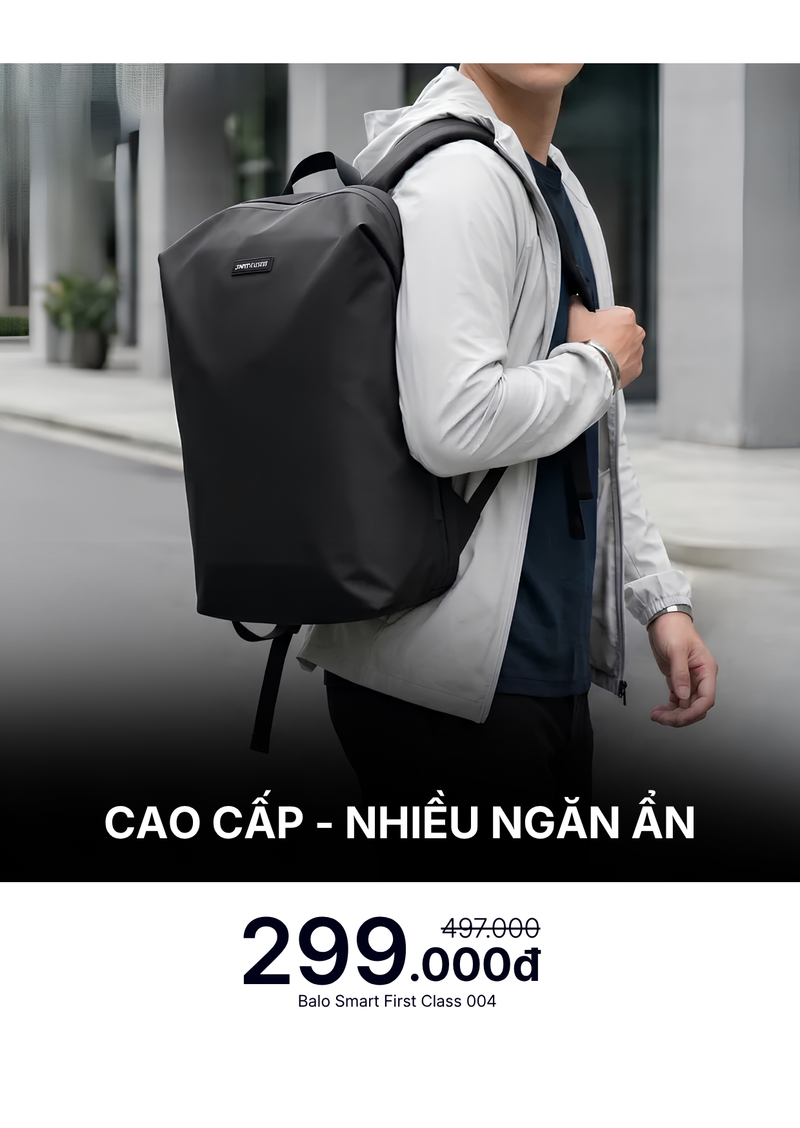 Balo Smart Cao Cấp Nhiều Ngăn Ẩn First Class 004 Đen