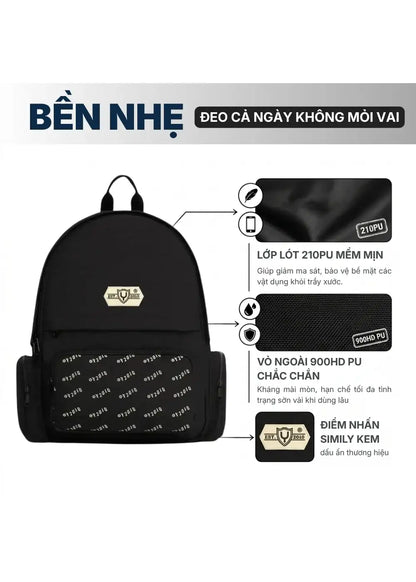 Balo Essential Nhiều Ngăn Chống Sốc Khởi Nguyên 011 Màu Đen