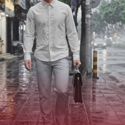 Áo Sơ Mi Tay Dài RainShield™ Trượt Nước Mặc Nhẹ Bền Bỉ The Minimalist 024 Màu Xám Nhạt Dáng Vừa Vặn F3