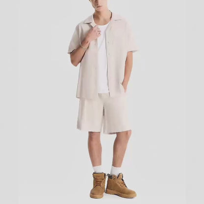 Áo Sơ Mi Tay Ngắn AirDry™ Vải Xước Như Linen Mịn Mặc Mát Giải Nhiệt Mùa Hè The No Style 216 Màu Nâu Nhạt Dáng Vừa Vặn F3