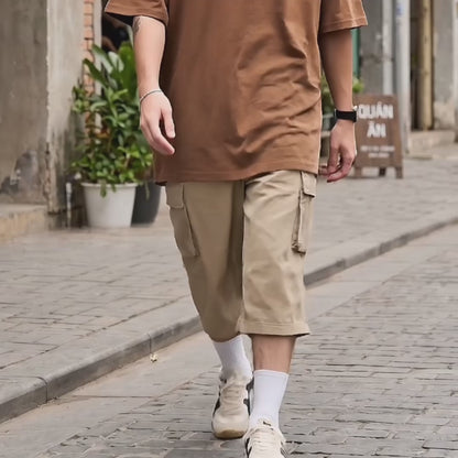 Quần Đùi Casual DurableTex™ Ống Suông Gọn Gàng Đứng Dáng The No Style 198 Màu Nâu Nhạt Dáng Vừa Vặn F3