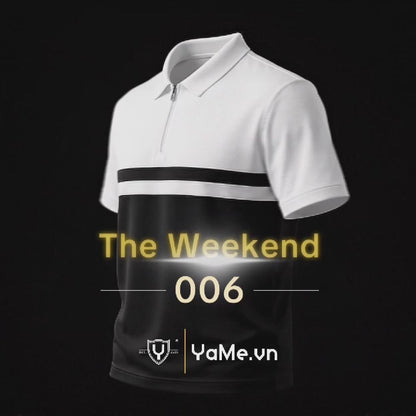 Áo Thun Cổ Polo ColorLock™ Khóa Kéo Vải Thoát Nhiệt Khóa Sâu Sợi Màu Chống Lem The Weekend 006 Màu Trắng Xanh Dương Dáng Vừa Vặn F3