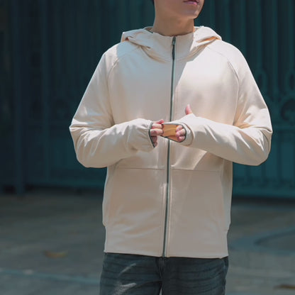 Áo Khoác Hoodie Anti-UV™ Chống Nắng UPF 50+ Xỏ Ngón Bảo Vệ Mu Bàn Tay Non Branded 048 Màu Be Dáng Ôm Vừa F2