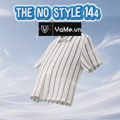 Áo Sơ Mi Tay Ngắn IceVibes™ Kẻ Sọc Vải Lưới Thoáng Gió The No Style 144 Màu Be Dáng Vừa Vặn F3