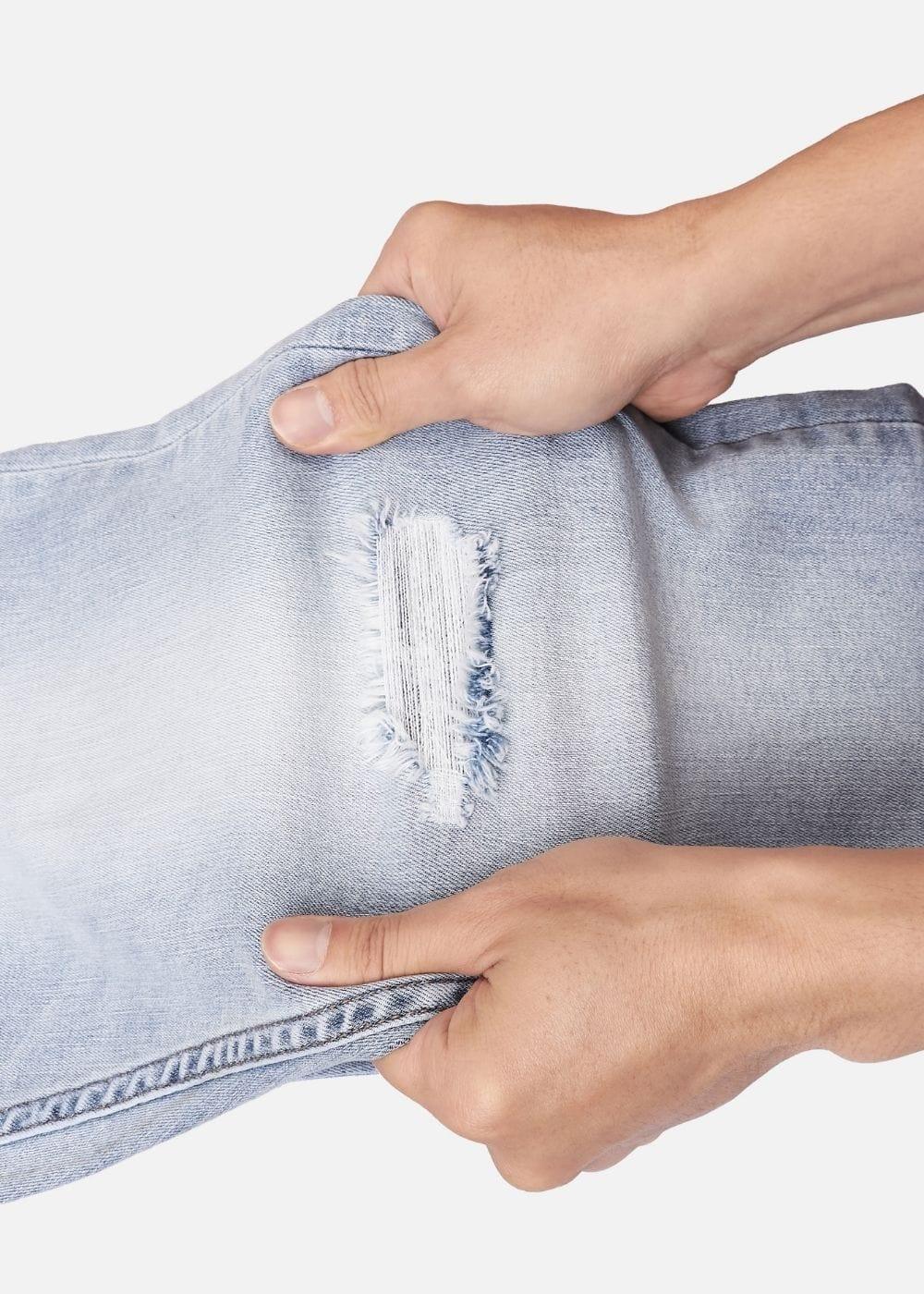 Quần Jeans Slimfit Rách Gối Co Giãn The Original M052 Xanh Dương Nhạt - YaMe.vn