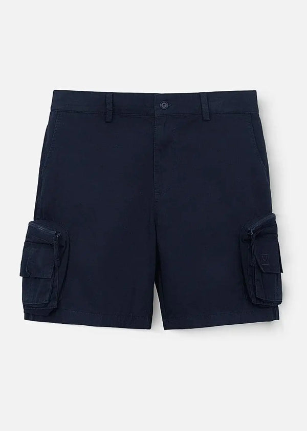 Quần Đùi Túi Hộp DurableTex™ Lưng Phối Thun Co Giãn The No Style 095 Màu Xanh Dương Đậm Dáng Rộng Rãi F4