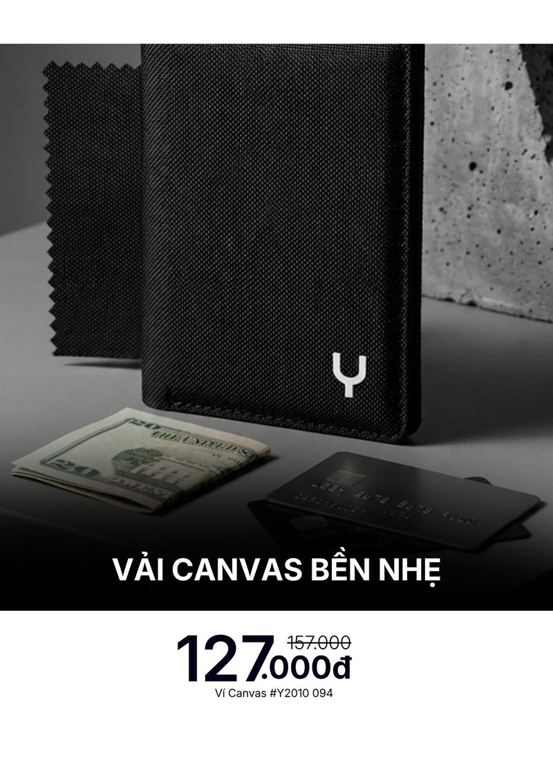 Ví Đứng Canvas Bền Nhẹ #Y2010 094 Màu Đen