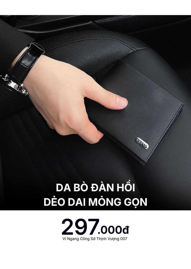 Ví Ngang Da Bò Thịnh Vượng 007 Màu Đen